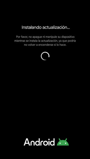 Android Update Installation Screen